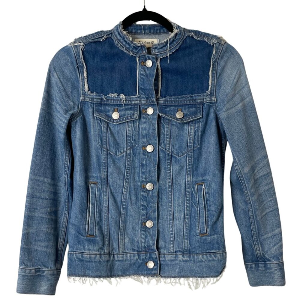 Madewell Collarless Denim Jacket in Thunder Cloud Wash Size XXS 00 XS
